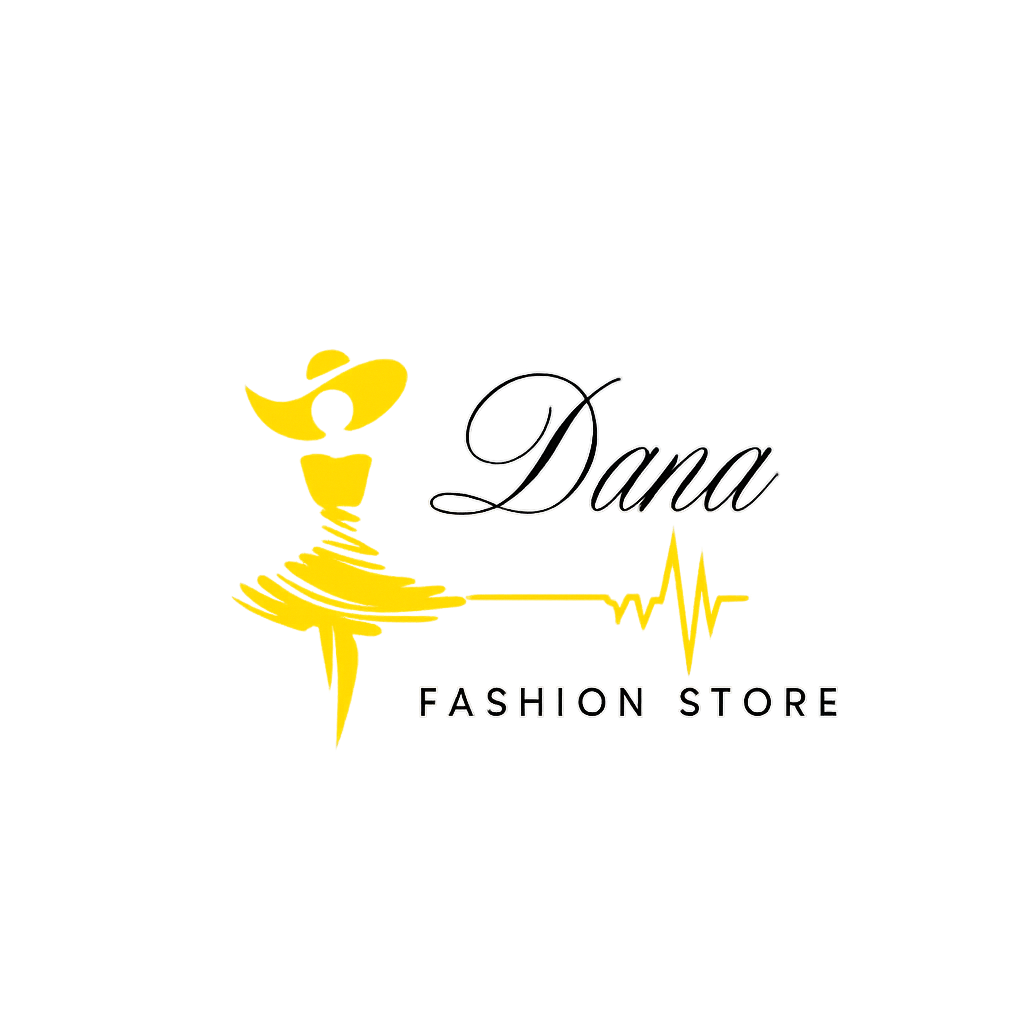 Dana Fashion Store logo featuring a stylish woman in a yellow dress and hat, representing fashion excellence.