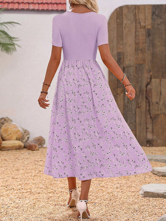 Floral Print Scoop Neck Maxi Dress Women 2026 - Elegant Long Dress - DanaFashionstore