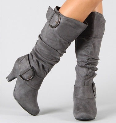 Belt buckle mid boots - DanaFashionstore