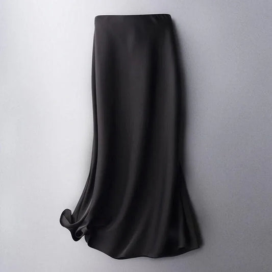 High waist solid color satin skirt - DanaFashionstore