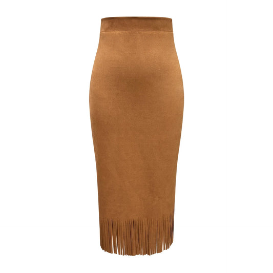 Women's Fashionable Elegant Long Suede Skirt Comfortable Slim Fit - DanaFashionstore