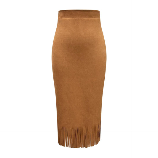 Women's Fashionable Elegant Long Suede Skirt Comfortable Slim Fit - DanaFashionstore