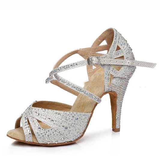Silver high-heeled Latin dance shoes - DanaFashionstore