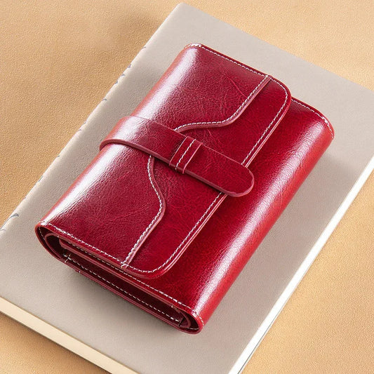 Buckle Vintage Oil Wax Leather Small Coin Wallet - DanaFashionstore