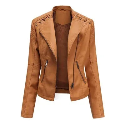 Women's Slim Leather Motorcycle Jackets 2026 - Short Biker Jacket - DanaFashionstore