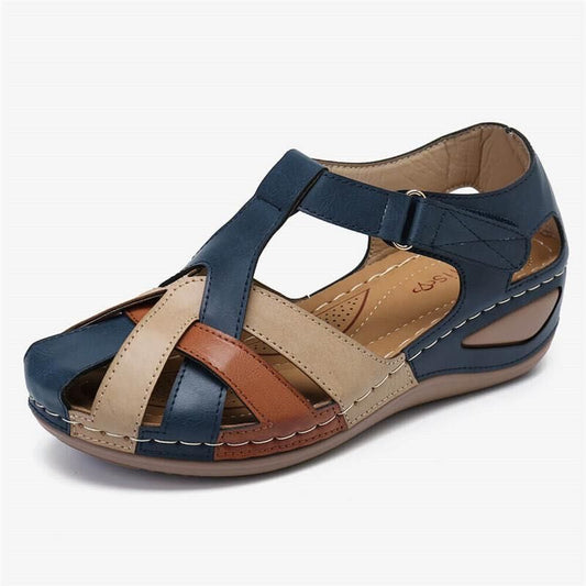 Summer New Retro Round Head Wedge Heel Ladies Cross Buckle Sandals - DanaFashionstore