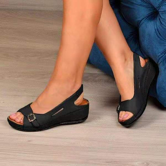 Summer Sandals Women Fashion Roman Women'S Shoes Foreign Trade Women'S Shoes Buckle Fish Mouth Beach Slope With Women'S Sandals - DanaFashionstore