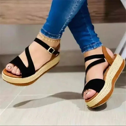 Platform Sandals Hollow Buckle Women's Shoes - DanaFashionstore