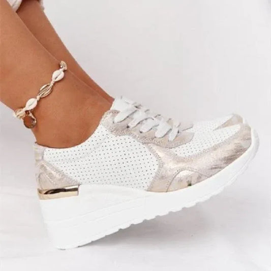 Sneakers Platform Wedge Heel Casual Shoes Lace-up Mesh Sneakers - DanaFashionstore