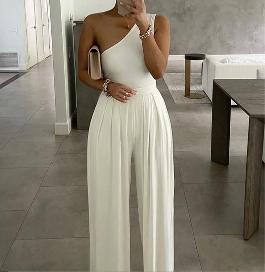 One-Shoulder Asymmetric Jumpsuit 2026 - Sleeveless Casual Jumpsuit - DanaFashionstore