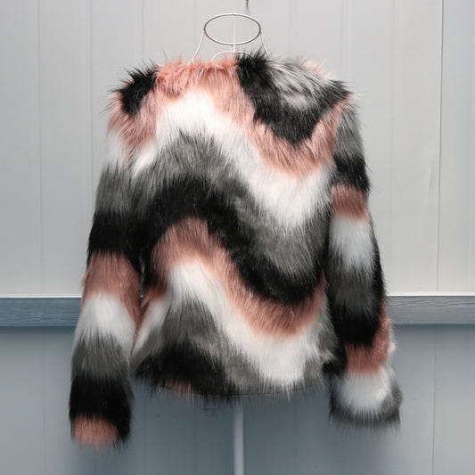 Korean Style Full Leather Fox Fur O-neck Short Coat