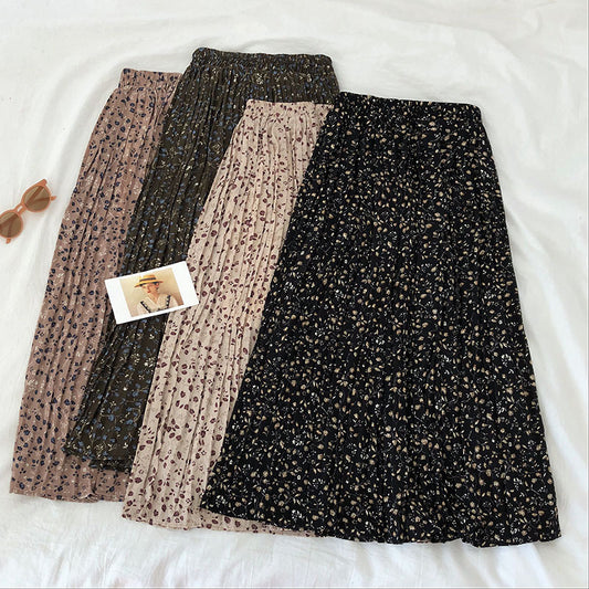 Fashionable Sweet All-match Floral Embossed High Waist Slim Mid-length A-line Skirt - DanaFashionstore