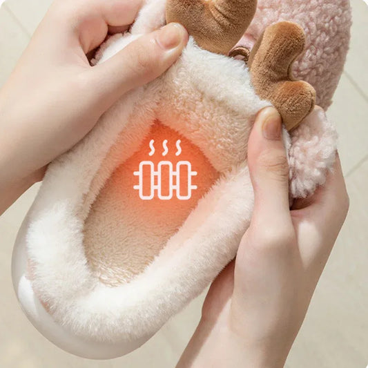 Christmas Shoes Winter Home Slippers Elk Soft Cozy Bedroom Slipper Slip On House Shoes - DanaFashionstore