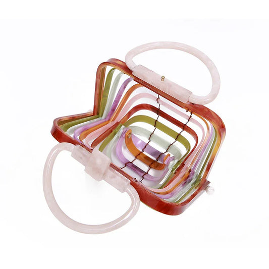 Acrylic bamboo basket hollow handbag foldable shell bag - DanaFashionstore