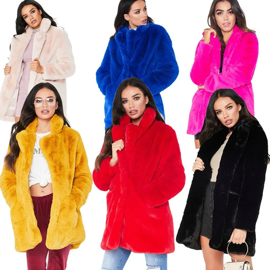 Faux Fur Coat Women 2025 - Long Sleeve Warm Plus Size Winter Jacket - DanaFashionstore