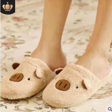 Couple models cartoon pig cotton slippers month cotton slippers home floor soft slippers warm - DanaFashionstore
