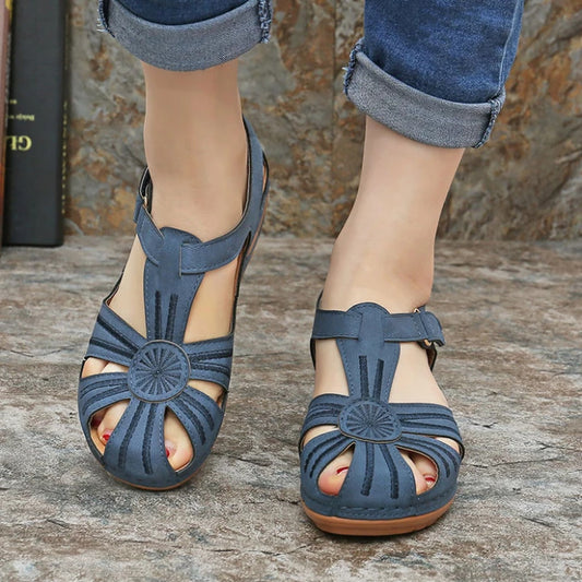 Women's line anti-slip lightweight round toe wedge sandals