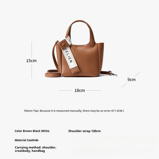 Cattlehide Leather Cross Body Bucket Bag - Dana Fashion