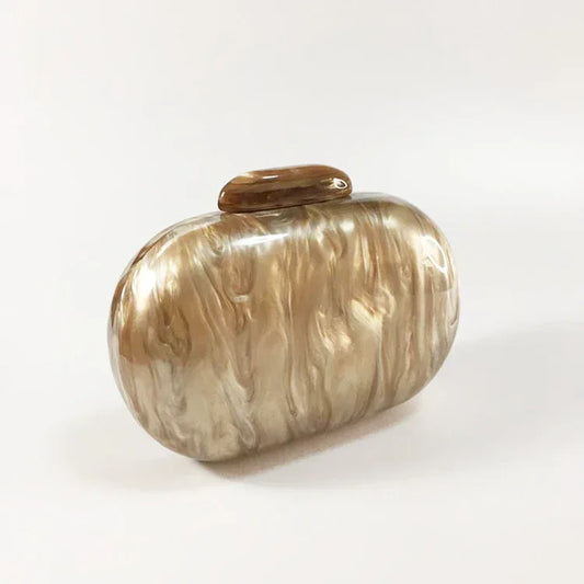 Women's Oval Acrylic Solid Color Pearly Evening Bag - DanaFashionstore