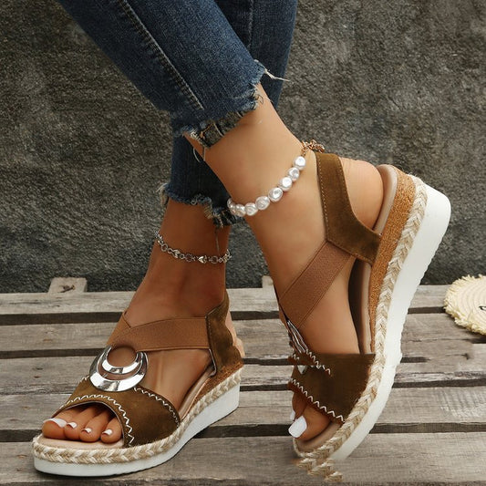 Women's Thick Sole Hemp Rope Platform Roman Sandals - DanaFashionstore