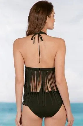 Tassel Slimming Belly Cover Split Ladies Bikini Swimsuit - DanaFashionstore
