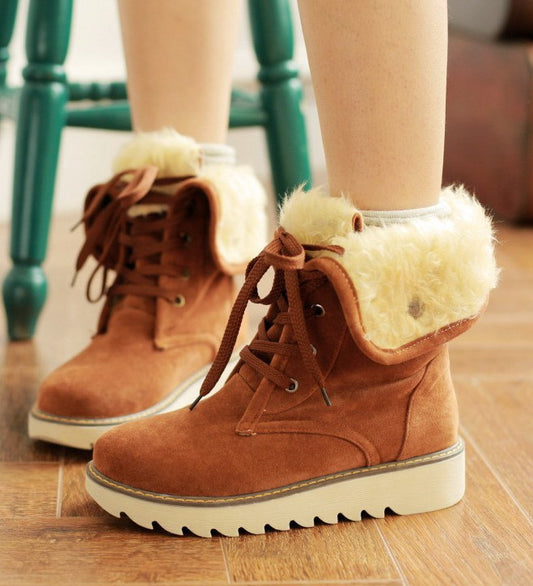 Frosted fur boots snow boots Lace Up Boots - DanaFashionstore