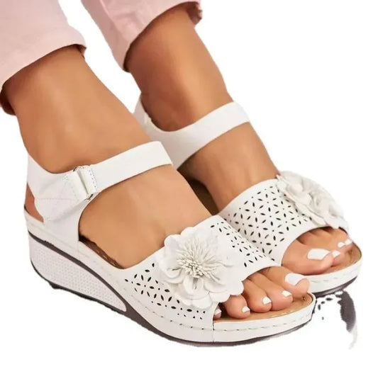 Women's Summer Plus Size Hollow-out Flower Platform Wedge Sandals - DanaFashionstore