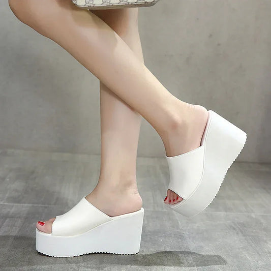 Comfortable high heel slippers, wedge sandals, suede women's shoes - DanaFashionstore
