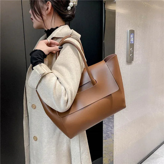 Fashion Women Shoulder Bags Large Capacity Handbags Simple Retro Tote Bags Solid Color Famous Brand High Quality Bags - DanaFashionstore