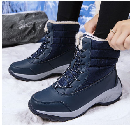 Snow Boots Female High To Help Waterproof Ladies Cotton Shoes Boots Plus Velvet Shoes - DanaFashionstore