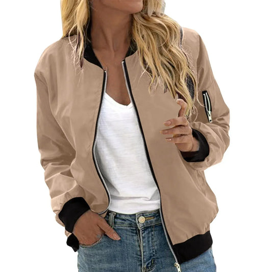 Women's Baseball Bomber Jacket 2025 - Vintage Zipper Casual Outerwear - DanaFashionstore
