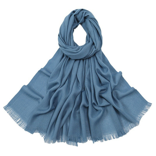 Flat Slub Cotton Solid Color Scarf Breathable Monochrome