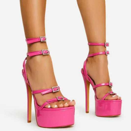 Women's Rhinestone Belt Buckle Roman Sandals - DanaFashionstore