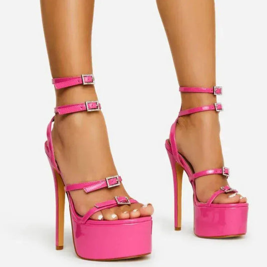 Women's Rhinestone Belt Buckle Roman Sandals - DanaFashionstore