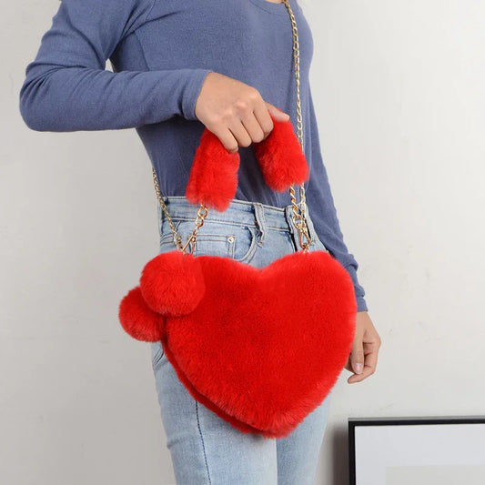 Love Bags Soft Plush Handbags Women Valentine's Day Party Bag - DanaFashionstore