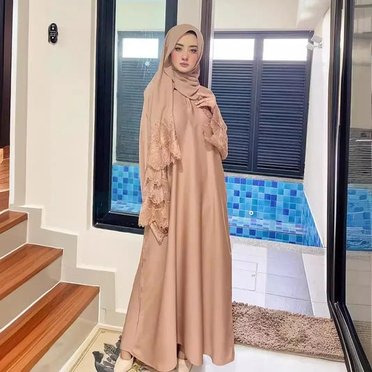 Muslim Robe Malay Indonesian Dress with Headscarf - Traditional Islamic Clothing - DanaFashionstore