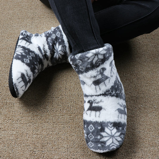Christmas Elk Floor Shoes Indoor Socks Shoes Warm Plush House Slippers - DanaFashionstore