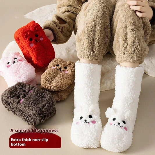 Winter Floor Socks Velvet Thicken Warm Coral Velvet Cute Socks Japanese-style Home Footwear Non-slip Socks New Year Gifts Winter Gadgets - DanaFashionstore