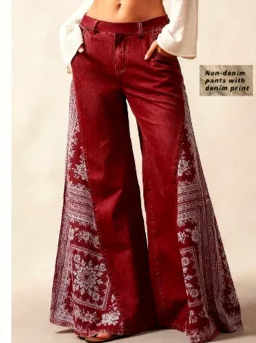Bohemian Side Print Wide-Leg Pants - DanaFashionstore
