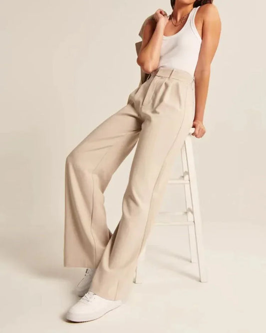 High Waist Straight Trousers With Pockets Wide Leg Casual Pants For Women - DanaFashionstore