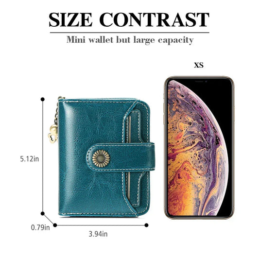 Oil Wax Genuine Leather Lady's Wallet European And American Style - DanaFashionstore