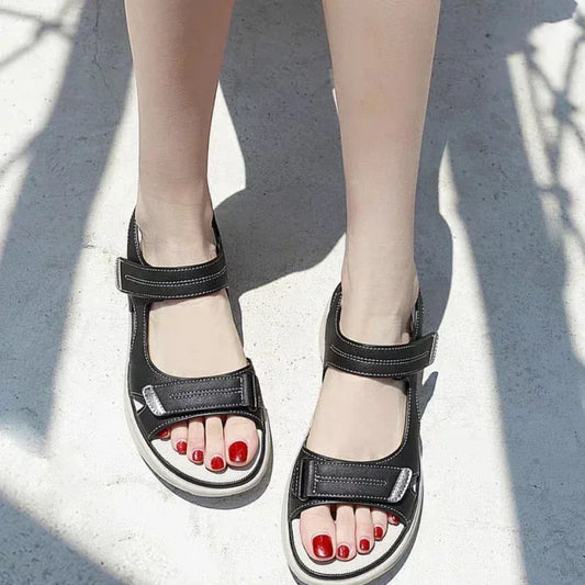 Leather Sandals Light Sports Women's Summer All-match Velcro Platform Shoes - DanaFashionstore