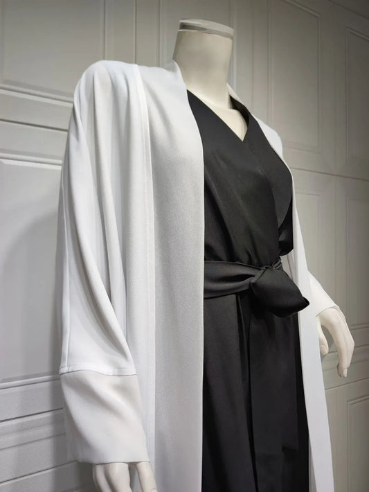 Muslim Cardigan Coat Chiffon Patchwork - Elegant Lightweight Modest Outerwear - DanaFashionstore