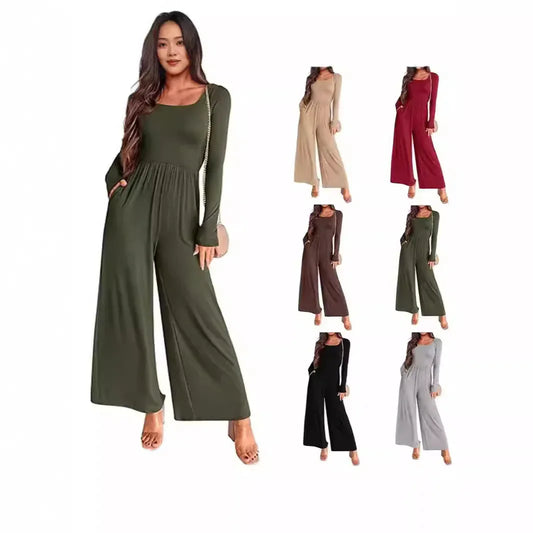 Autumn Winter Sports Jumpsuit 2026 - Long Sleeve Wide-Leg Jumpsuit - DanaFashionstore