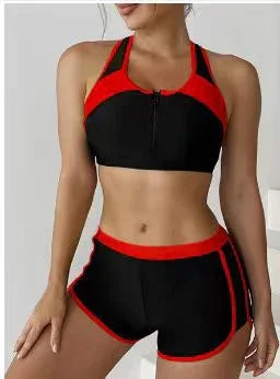 Matching Front Chest Zipper Sports Racing Foreign Trade Swimsuit - DanaFashionstore