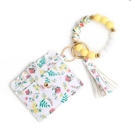 Love Polyurethane Card Holder Silica Gel Key Chain European And American Printed Silicone Beads Bracelet Women's Wallet - DanaFashionstore