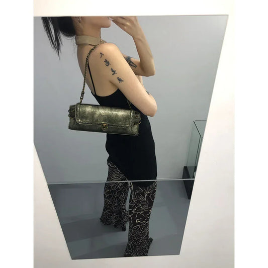 Design One-shoulder Lock Bronze Gold Crossbody Bag - DanaFashionstore