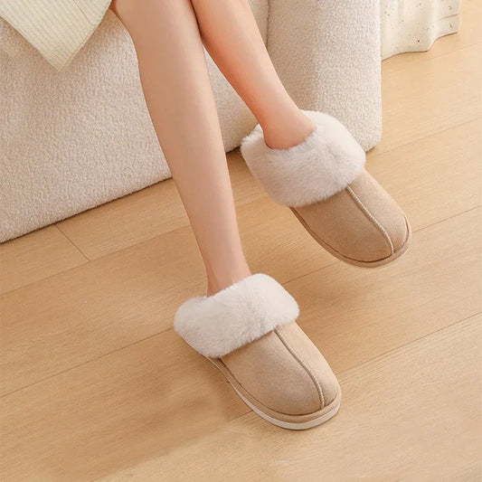 Winter Warm Plush Home Slippers Indoor Fur Slippers Women Soft Lined Cotton Shoes Comfy Non-Slip Bedroom Fuzzy House Shoes Women Couple - DanaFashionstore