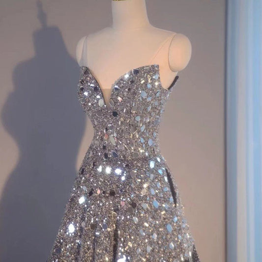 Blue Heavy Industry Wedding Evening Dress $999.99 Dana Fashion Color: Dark Blue Size: 2XL Women's clothing Product information : Color: dark blue Fabric: mesh cloth Beads: sequins Sleeve length: sleeveless Style: tube top type Size Information: Size S,M,L