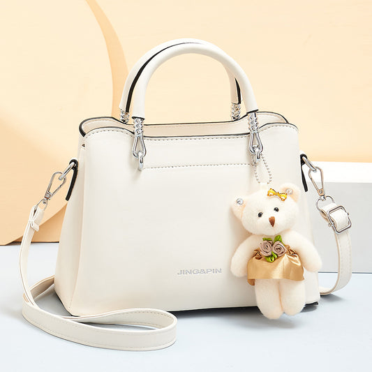Handbag Shoulder Large Capacity Soft Leather Bear Pendant Women's Bag - Dana Fashion